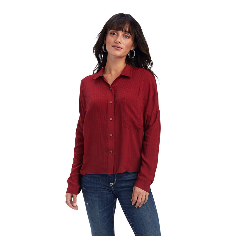 Blusas Ariat Valley Of Fire Rojas Oscuro Mujer - Chile 318-WAVOFZ